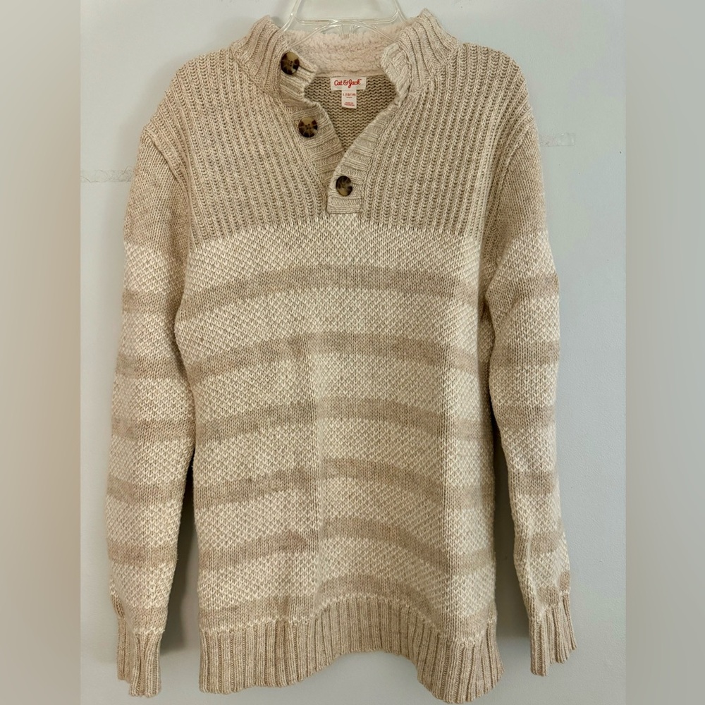 NWOT Cat & Jack beige boys sweater L 12/14
